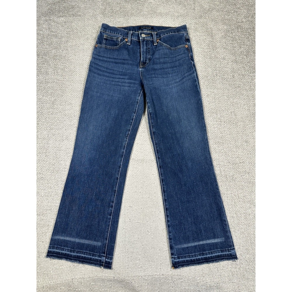 Lucky Brand Jeans Womens 28x26 Blue Ava Mid Rise Crop Mini Boot Raw Hem Read - Picture 1 of 14